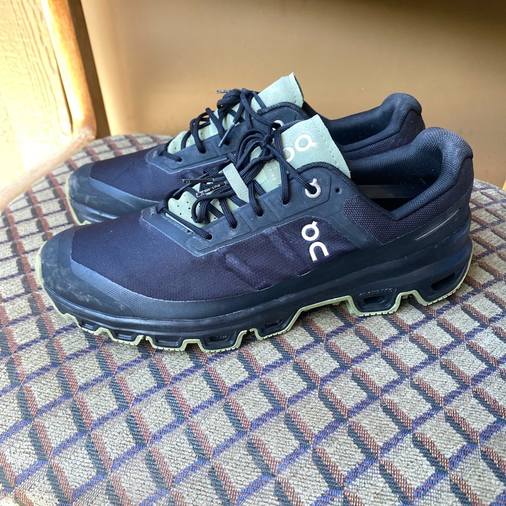 ON Cloudventure Men's “Black Reseda” Trail Running Shoes - BlK/Olive - Size 9.5